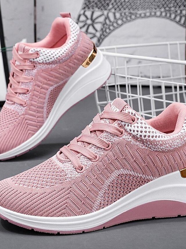 Sporty Casual Minimalist Hidden Heel Lace-up Sneakers - Image 1