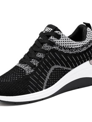 Sporty Casual Minimalist Hidden Heel Lace-up Sneakers - Image 8