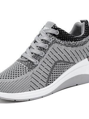 Sporty Casual Minimalist Hidden Heel Lace-up Sneakers - Image 9