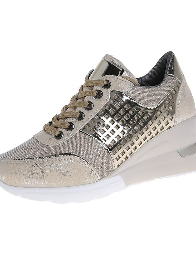 Sporty Casual Plus Size Leopard Lace-Up Wedge Platform Sneakers - Image 2