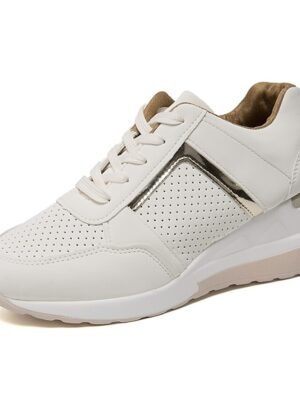 Sporty Classic Lace-up Colour Block Round Toe Wedge Sneakers - Image 8