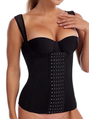 Sporty Comfortable Pure Colour Hook & Eye Waist Trainer - Image 1