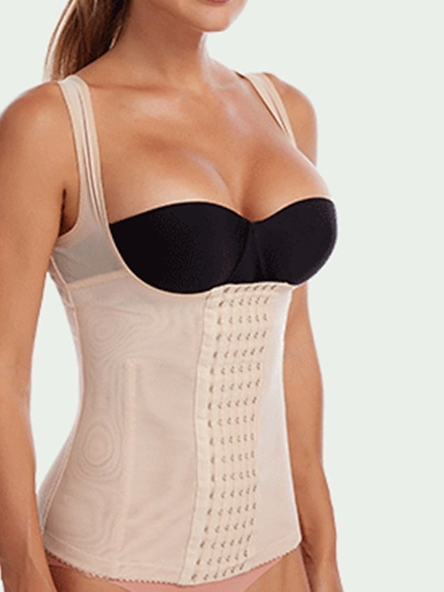 Sporty Comfortable Pure Colour Hook & Eye Waist Trainer - Image 4