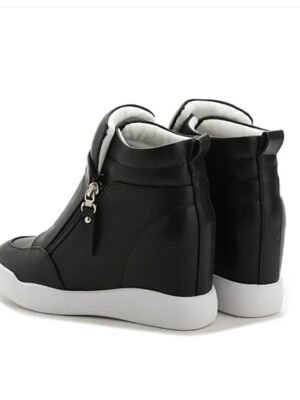 Sporty High-Top Wedge Faux Leather Ankle Boots - Image 4