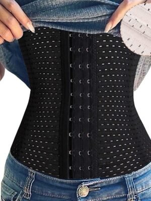 Sporty Plus Size Solid Colour Front Close Waist Trainer - Image 1