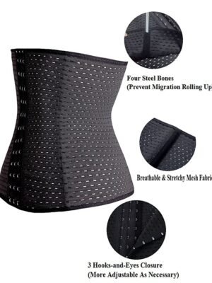 Sporty Plus Size Solid Colour Front Close Waist Trainer - Image 3