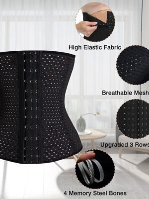 Sporty Plus Size Solid Colour Front Close Waist Trainer - Image 4