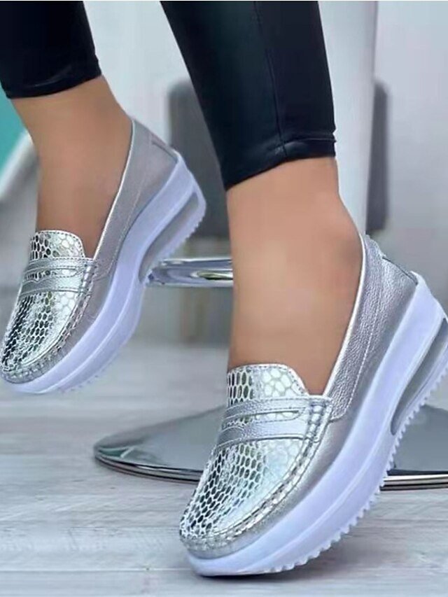 Sporty Plus Size Solid Slip-On Flat Sneakers - Image 2