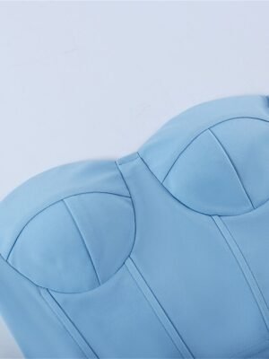 Street Fit Pure Colour Bandeau Sleeveless Backless Corset - Image 14