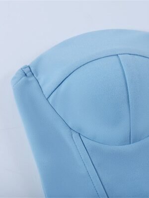 Street Fit Pure Colour Bandeau Sleeveless Backless Corset - Image 16