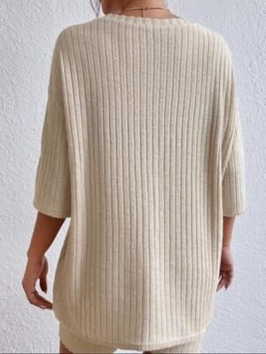 Street Regular Fit Plain Round Neck Short 2 Piece Set - Image 2