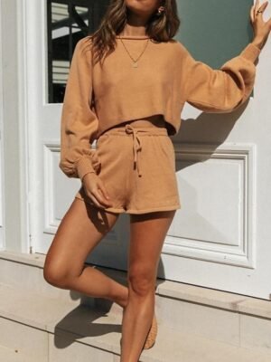 Street Regular Fit Solid Colour Round Neck Set - Image 2