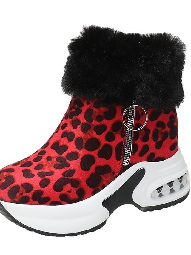 Stylish Beige Faux Fur Lined Ankle Platform Wedge Boots - Image 7