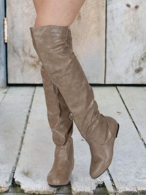 Stylish Casual Round Toe Over-the-Knee Slouch Boots - Image 6