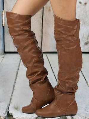 Stylish Casual Round Toe Over-the-Knee Slouch Boots - Image 8