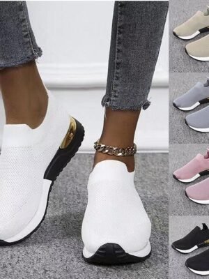 Stylish Casual Slip-On Knit Black Sneakers - Image 1
