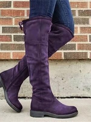 Stylish Flat Heel Suede Over-the-Knee Boots - Image 1