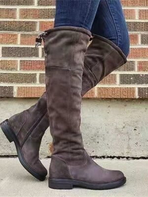 Stylish Flat Heel Suede Over-the-Knee Boots - Image 4