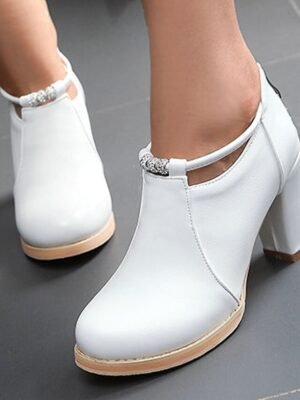 Stylish High Block Heel Buckle Ankle Boots - Image 4