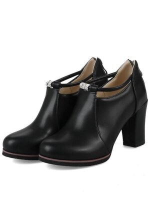 Stylish High Block Heel Buckle Ankle Boots - Image 5