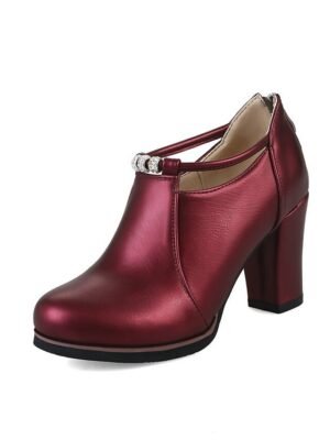 Stylish High Block Heel Buckle Ankle Boots - Image 7