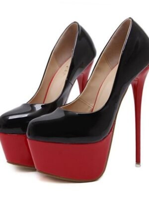 Stylish High Platform Black and Red Heels - Image 3