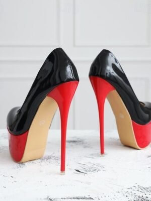Stylish High Platform Black and Red Heels - Image 5