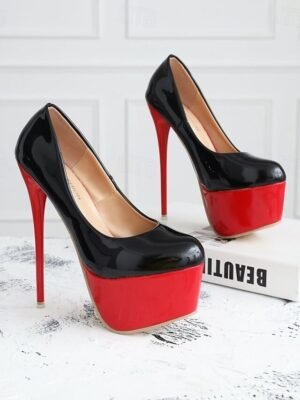 Stylish High Platform Black and Red Heels - Image 6