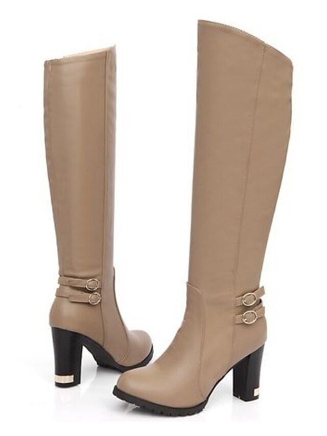 Stylish Knee-High Heeled Buckle Winter Boots - Image 11