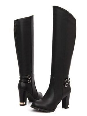 Stylish Knee-High Heeled Buckle Winter Boots - Image 2