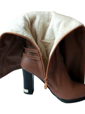Stylish Knee-High Heeled Buckle Winter Boots - Image 5