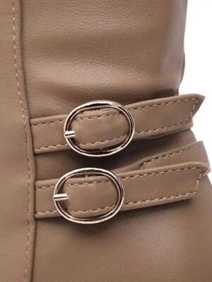 Stylish Knee-High Heeled Buckle Winter Boots - Image 6
