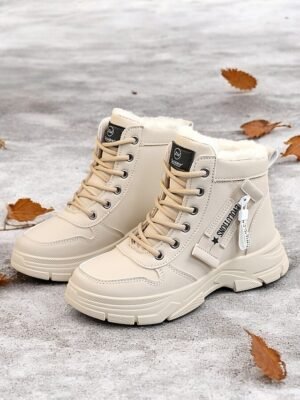 Stylish Lace-Up Ankle Warm Fur Lined Winter Boots - Image 1