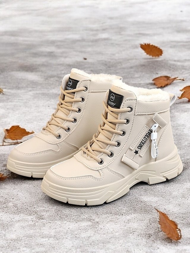 Stylish Lace-Up Ankle Warm Fur Lined Winter Boots - Image 1