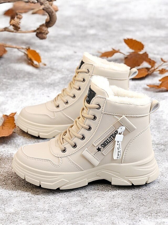 Stylish Lace-Up Ankle Warm Fur Lined Winter Boots - Image 2