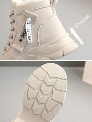 Stylish Lace-Up Ankle Warm Fur Lined Winter Boots - Image 5