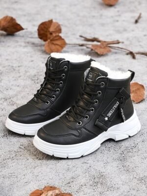 Stylish Lace-Up Ankle Warm Fur Lined Winter Boots - Image 6
