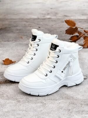 Stylish Lace-Up Ankle Warm Fur Lined Winter Boots - Image 8
