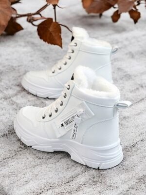 Stylish Lace-Up Ankle Warm Fur Lined Winter Boots - Image 9