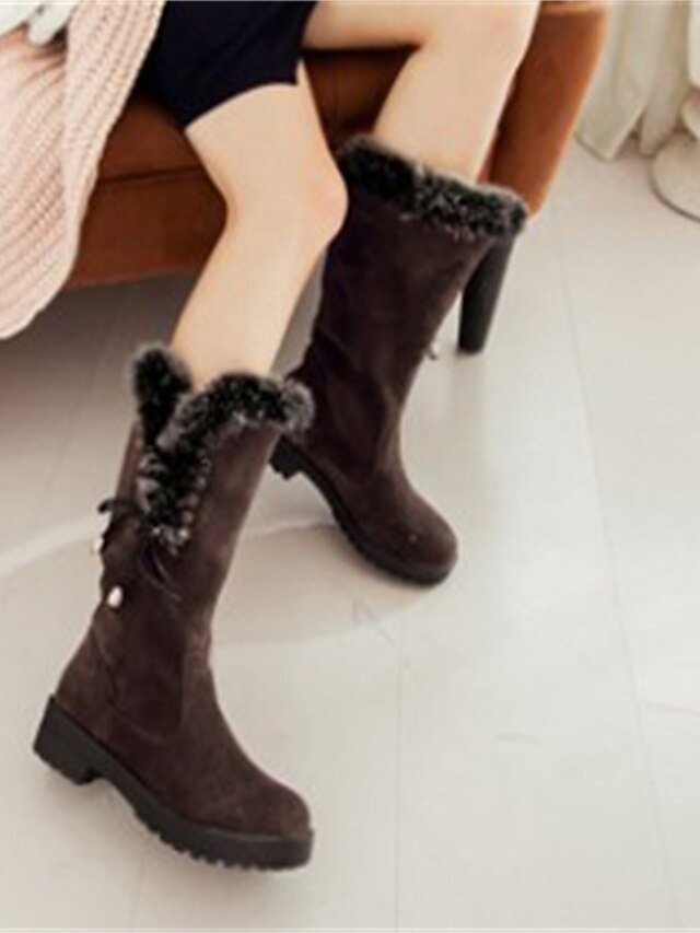 Stylish Lace-Up Faux Fur Trimmed Round Toe Winter Boots - Image 12
