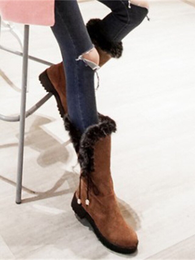 Stylish Lace-Up Faux Fur Trimmed Round Toe Winter Boots - Image 16
