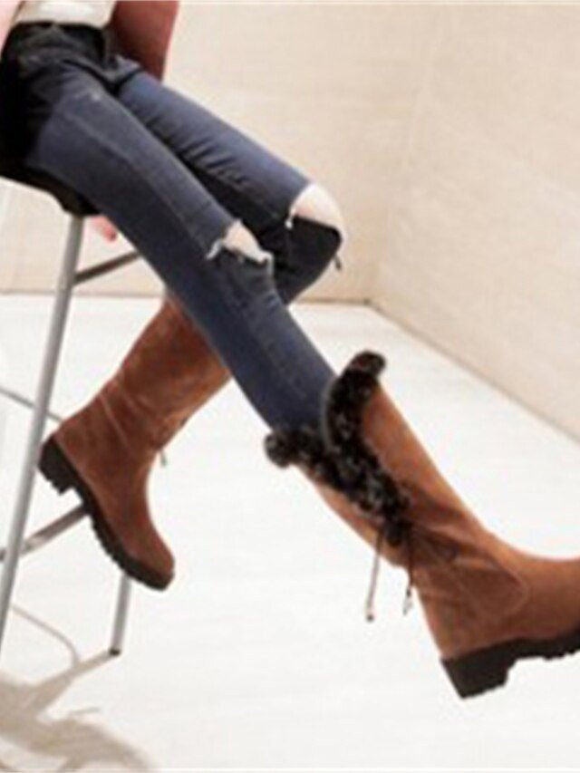 Stylish Lace-Up Faux Fur Trimmed Round Toe Winter Boots - Image 17