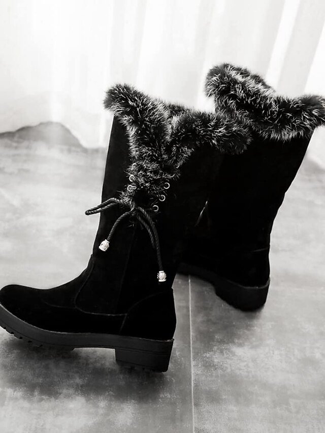 Stylish Lace-Up Faux Fur Trimmed Round Toe Winter Boots - Image 3