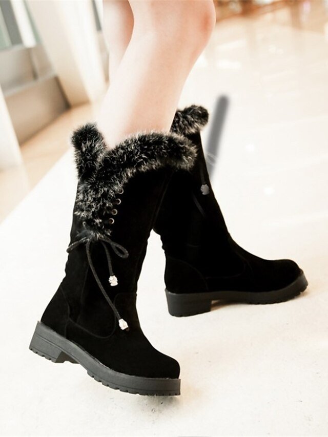 Stylish Lace-Up Faux Fur Trimmed Round Toe Winter Boots - Image 6