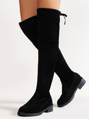 Stylish Over-the-Knee Suede Chunky Heel Boots - Image 1