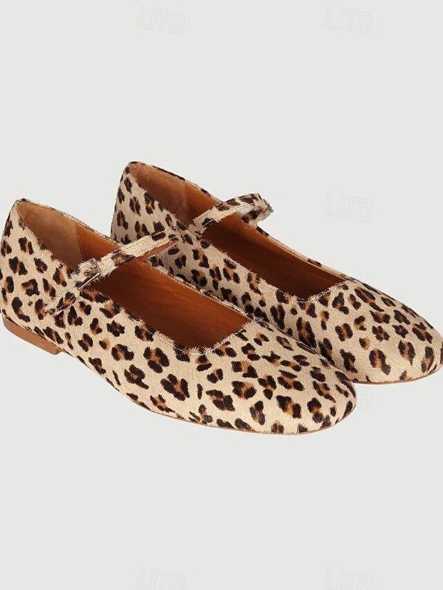 Stylish Square Toe Leopard Print Mary Jane Flats - Image 2
