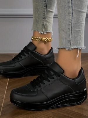 Stylish White Lace-Up Air Cushion Platform Sneakers - Image 8