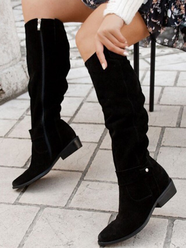 Suede Slouchy Over-the-Knee Boots - Image 4