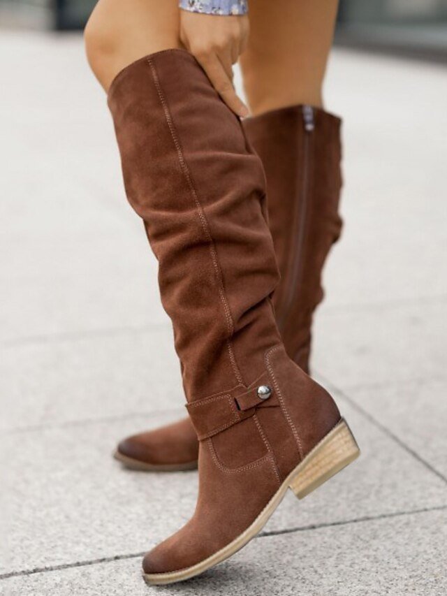 Suede Slouchy Over-the-Knee Boots - Image 8