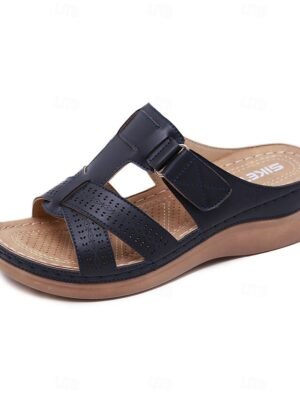 Summer Casual Black Slip-On Cut-Out Sandals - Image 1
